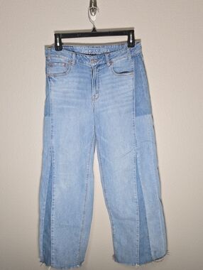 American Eagle Outfitters Panelled Light Blue Wide-Leg Jeans Some Stains